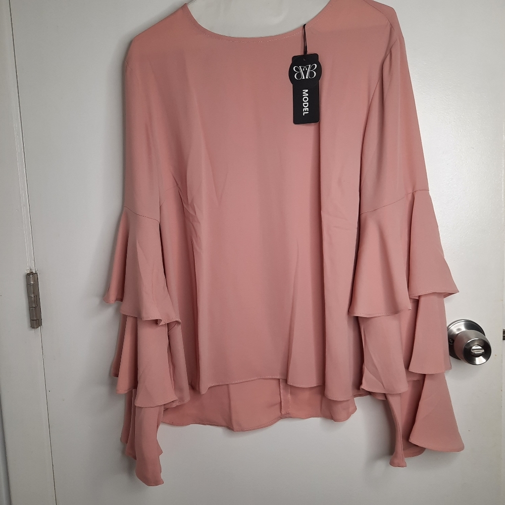 Peach Longsleeve Blouse Lightweight size Large